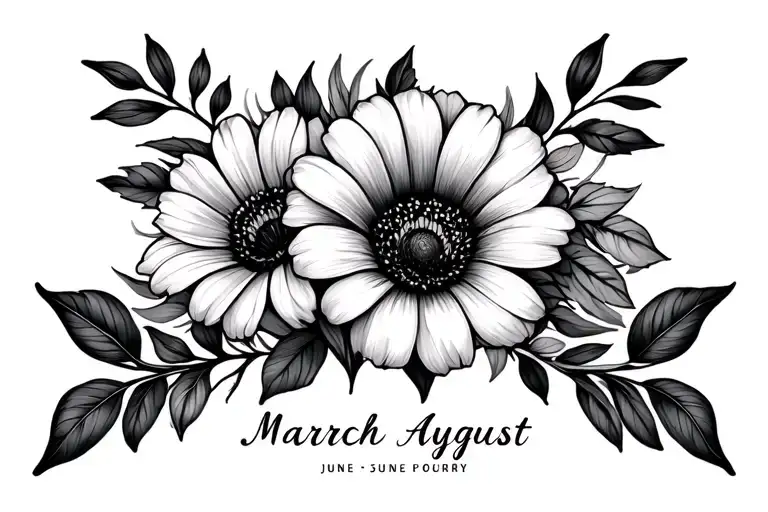 birth month flowers wrapped for June march August  tattoo design idea