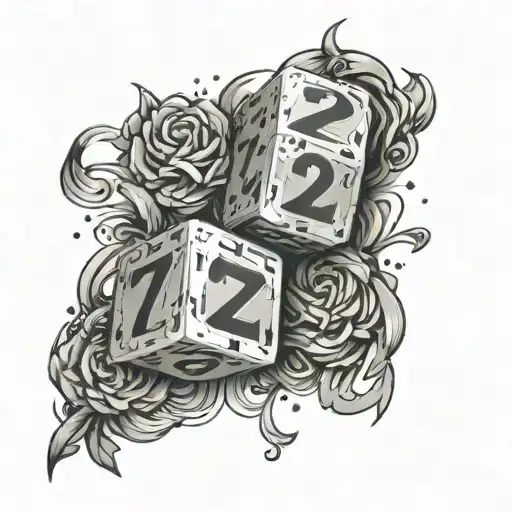 2 dice with Roman numerals 7 12 subtly integrated tattoo design idea