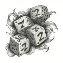2 dice with Roman numerals 7 12 subtly integrated tattoo design idea