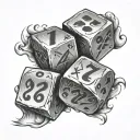 2 dice with Roman numerals 7 12 subtly integrated tattoo design idea