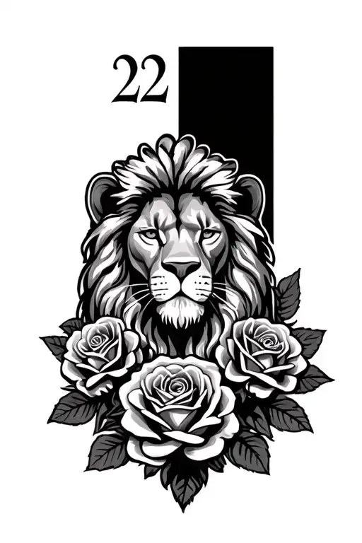 lion of judah roses "let your faith be bigger than your fear" 02/22/1981 in roman numerals thailand flag tattoo design idea