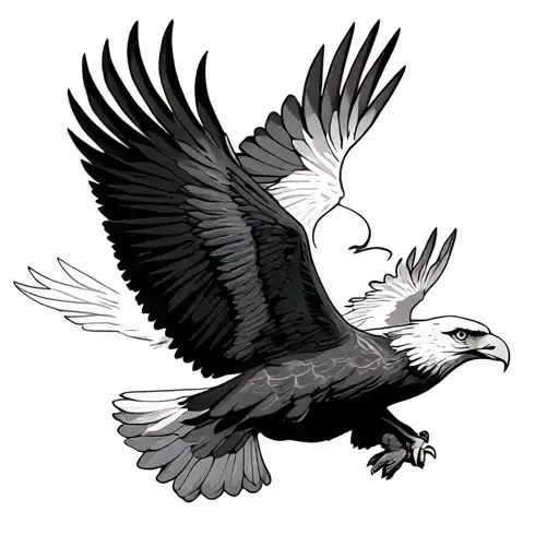 eagle and dove flying tattoo design idea