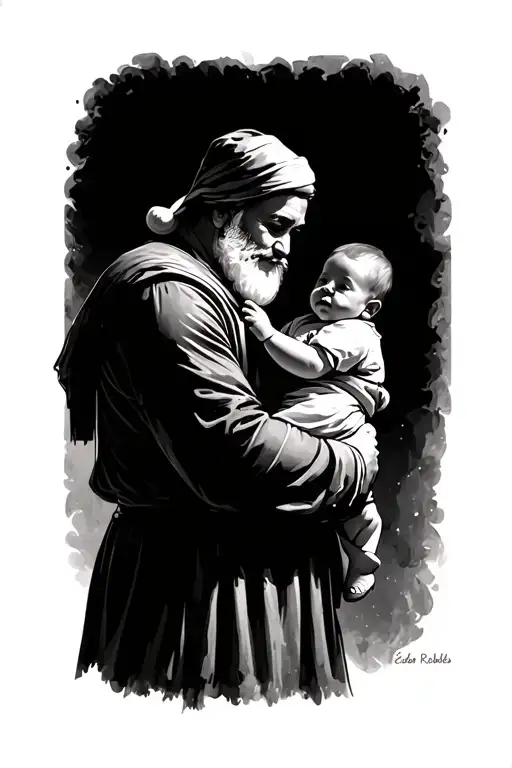 SANTA SAN BENITO A DAD loading his baby in his arms Eiden Gadiel Robles Date May 2, 2024 Male Sex tattoo design idea