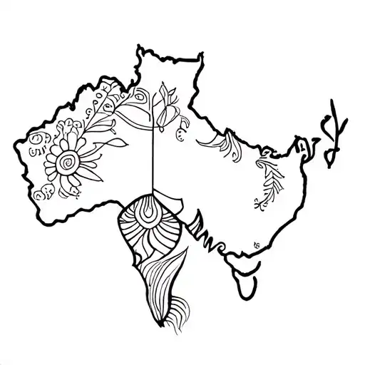 fusion of india and australia cultures in a minimalist tattoo tattoo design idea