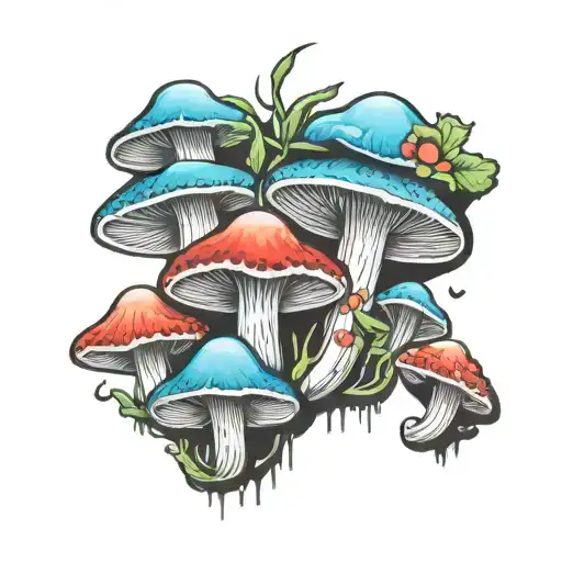 psilocybin mushrooms tattoo design idea