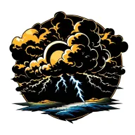 lightning storm clouds with a sun shining tattoo design idea