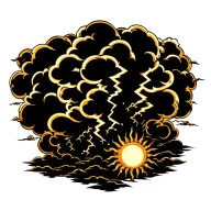 lightning storm clouds with a sun shining tattoo design idea