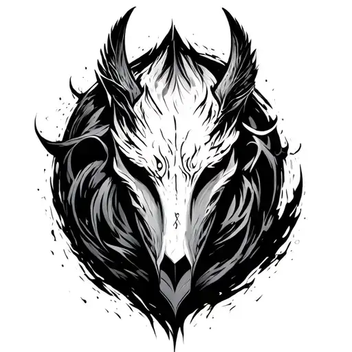 Bindrune with brushstrokes of Gebo, Sowilo and eihwaz tattoo design idea