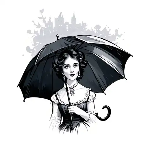 Jack squelington mary poppins umbrella tattoo design idea