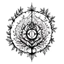 tree and flower gothic style meaning karma symbol at the end tattoo design idea
