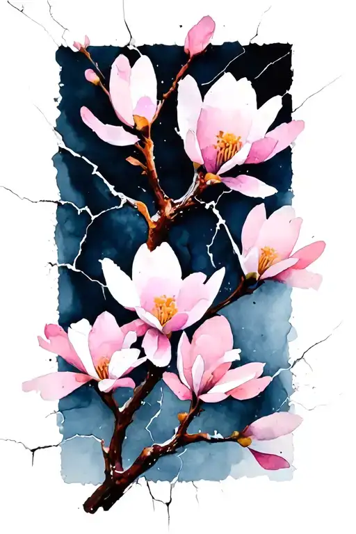 layer over long pottery cracks on top of the image as white tattoo design idea