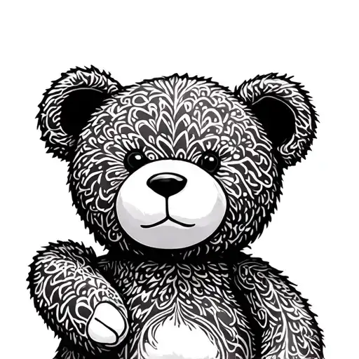 Picasso style teddy bear tattoo design idea