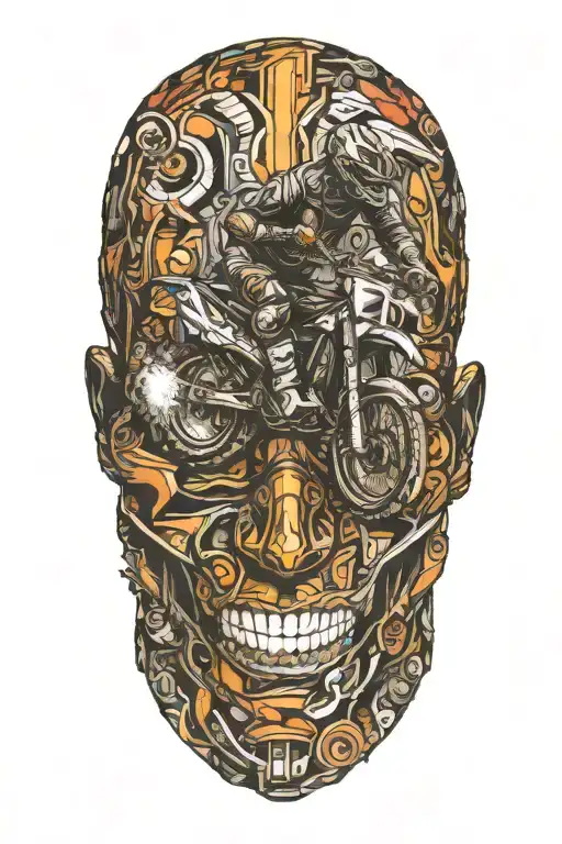 motocross rider head tattoo design idea