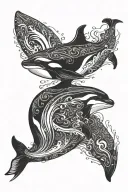 Killer Whale swimming gracefully in the deep tattoo design idea