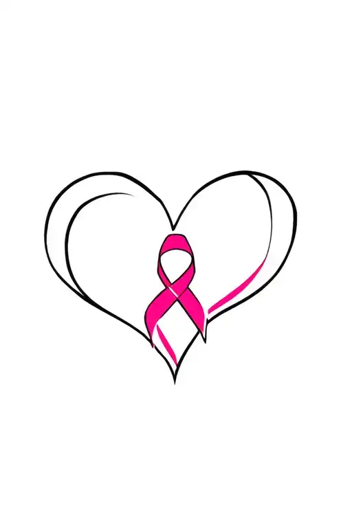breast cancer ribbon and heart shape with 444  tattoo design idea