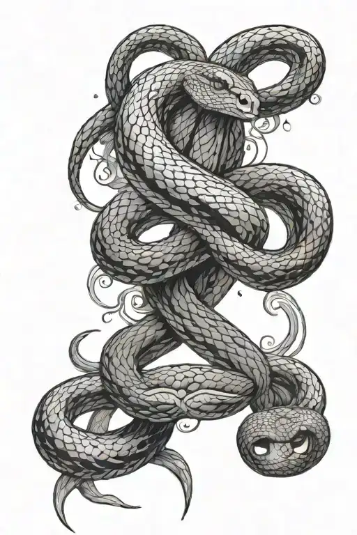 virgo sign and snake tattoo design idea