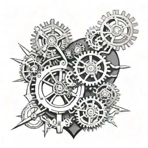 Design a tattoo featuring a steampunk-inspired clockwork heart with gears and cogs, symbolizing the client's passion for both art and technology tattoo design idea