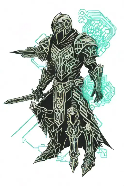 death sharp knight armor holding tattoo design idea