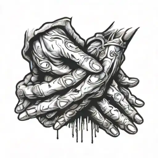 hands pulled apart tattoo design idea