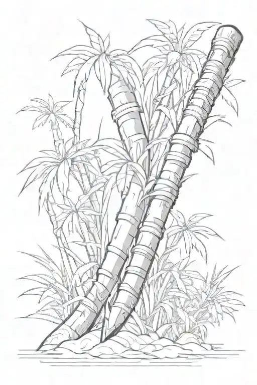 sugar cane crossing over machete tattoo design idea