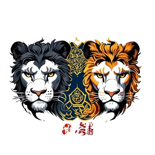 3 lions face 2 sagittaires tattoo design idea