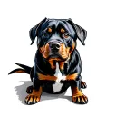 Fisch Rottweiler sitting tattoo design idea