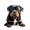 Fisch Rottweiler sitting tattoo design idea