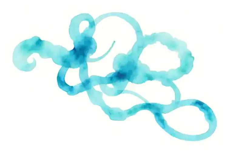 infinity blue color watercolor stains tattoo design idea