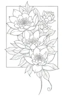 "This too shall pass" in script font and a flower bouquet of water lily, rose, tiger lily, and poppy tattoo design idea