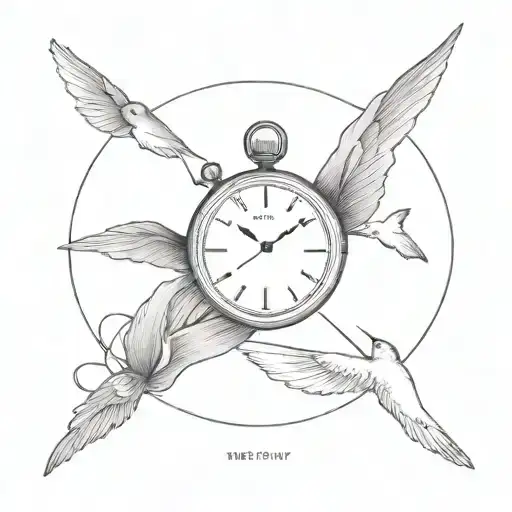 "time will fly by" Grey Scale tattoo design idea