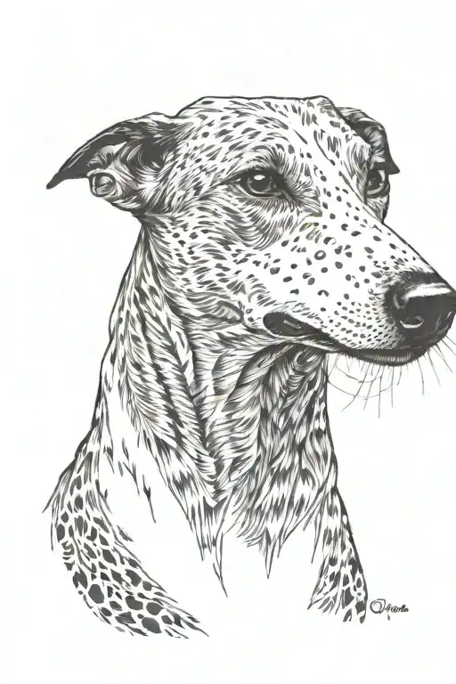 black greyhound with white speckles named Pablo  tattoo design idea