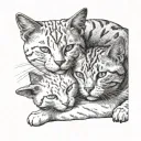 white and ginger cats laying on top tattoo design idea