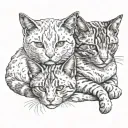 white and ginger cats laying on top tattoo design idea