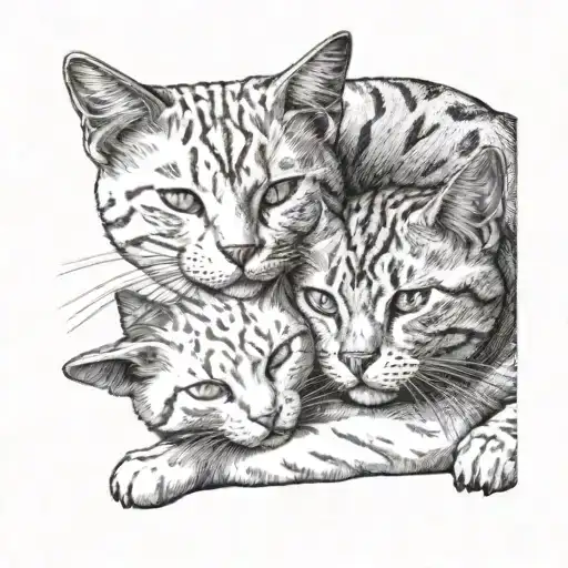 white and ginger cats laying on top tattoo design idea