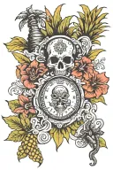 Pineapple  Skull Palm tree Time…hourglass …. Compass… Sea Turtle  Octopus  Hibiscus tattoo design idea