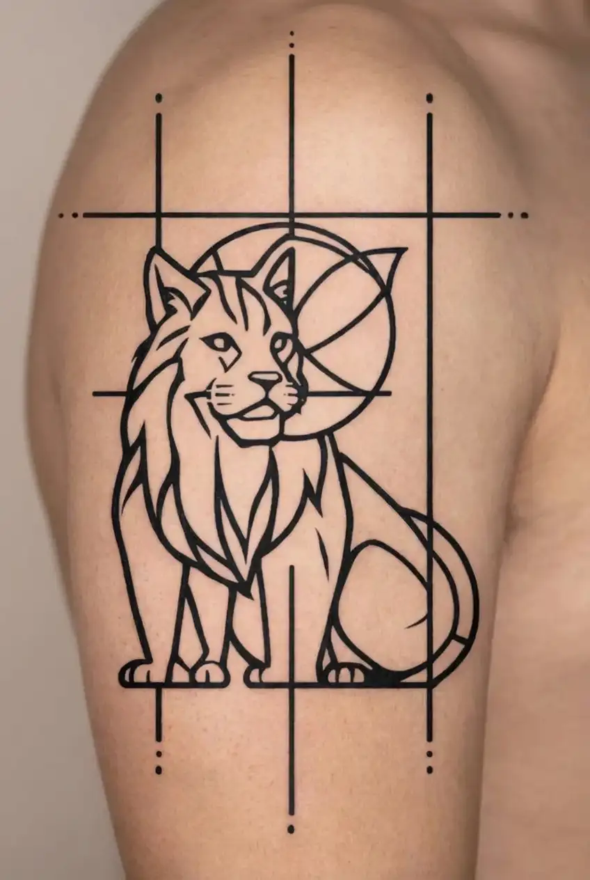Nordic lion travel basketball cats tatoo tattoo design idea