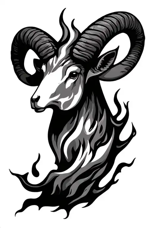Aries sign, flame tattoo design idea