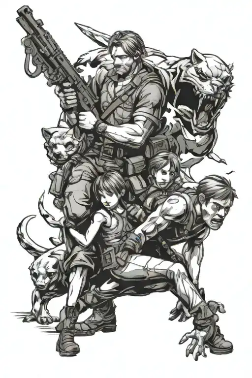 Resident Evil 4 Leon and Saddler tattoo design idea