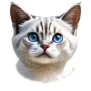 white British shorthair cat with blue eyes tattoo design idea