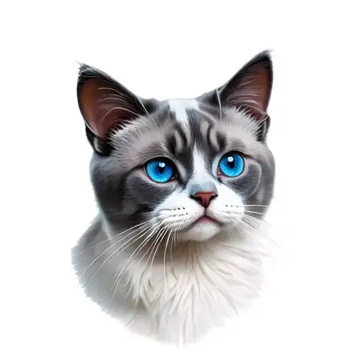 white British shorthair cat with blue eyes tattoo design idea