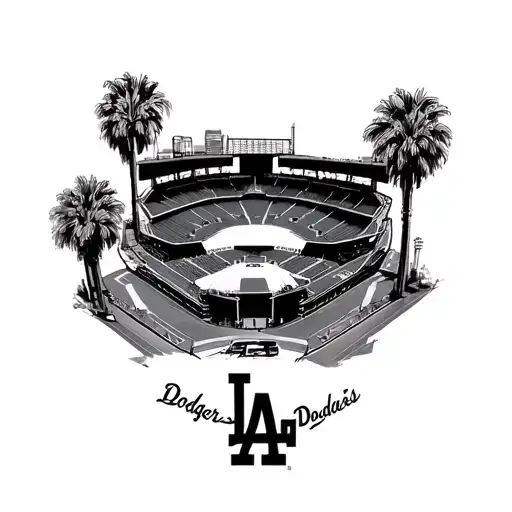 dodgers, palm trees, stadium colors tattoo design idea