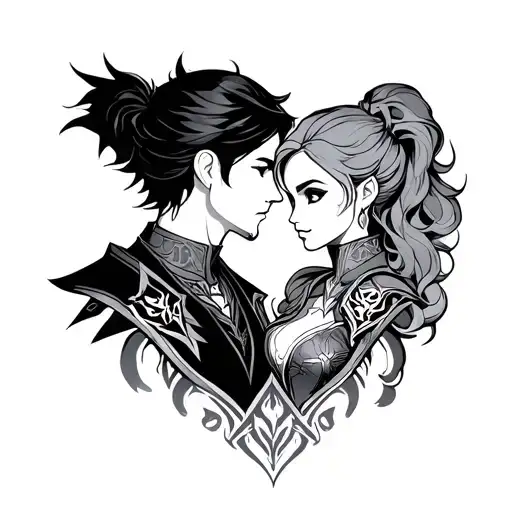 small couple tattoo inspired by world of Warcraft  tattoo design idea