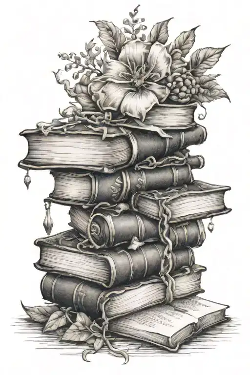 fantasy books tattoo design idea