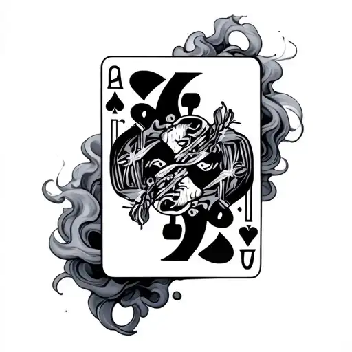 Cards with smoke in the back ground with  revolves  tattoo design idea