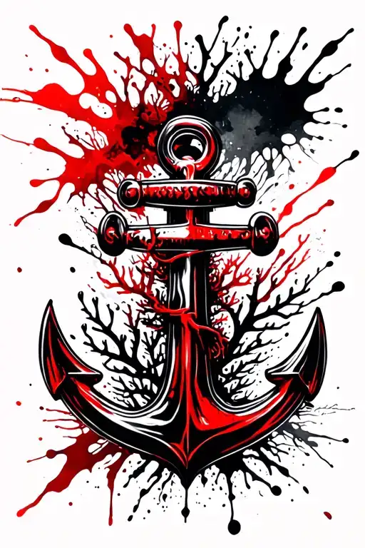 anchor with coral reef tattoo design idea