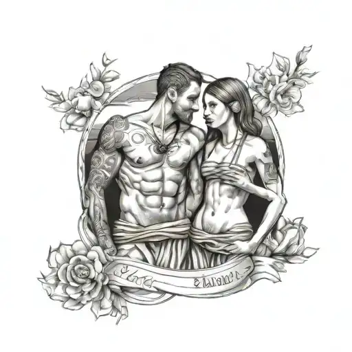 girl and boy in Elafonisos ( Laconia Greece ) and they are soulmates  tattoo design idea