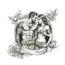 girl and boy in Elafonisos ( Laconia Greece ) and they are soulmates  tattoo design idea