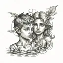 girl and boy in Elafonisos ( Laconia Greece ) and they are soulmates  tattoo design idea