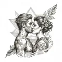 girl and boy in Elafonisos ( Laconia Greece ) and they are soulmates  tattoo design idea