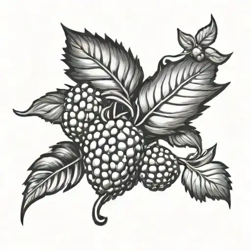trowel with raspberry vine wrapped around it tattoo design idea